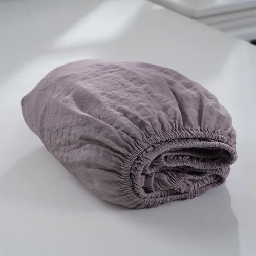Miniatura 27 de S VICTORY SYMBOL Sábana bajera de lino 100% 78"x80" Funda de colchón 1 pieza, bolsillo profundo de 16 pulgadas, ropa de cama de lino francés natural