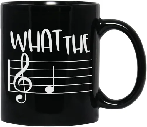 Taza de café musical de 11 onzas, con texto en inglés "What The F Funny Note Sayings", regalo único para profesores musicales, amantes de la música,