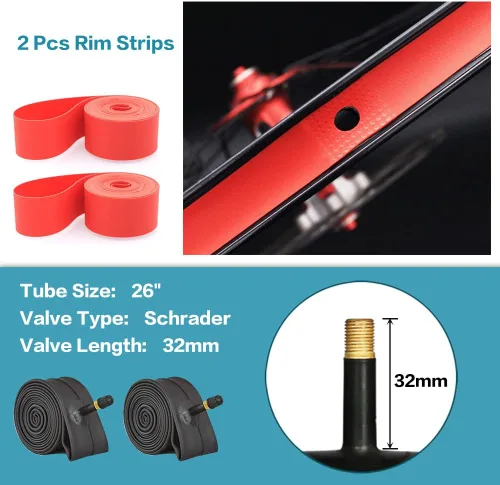 Miniatura 4 de Paquete de 2 neumáticos y tubos de bicicleta Beach Cruiser de 24 pulgadas/26 x 2.125 pulgadas o sin tubos de 24 pulgadas/26 x 1.75 pulgadas/2.125
