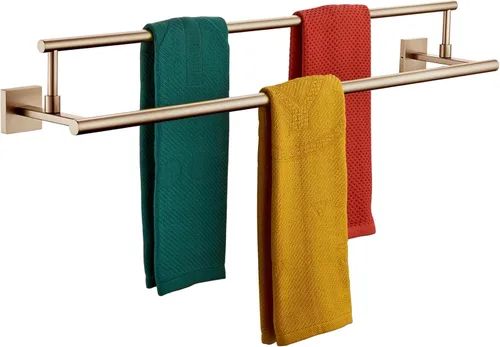 Miniatura 19 de KOKOSIRI Toalleros de baño de 36 pulgadas, rieles dobles para toallas, portatollas negro mate extralargo para cocina, inodoro, acero inoxidable