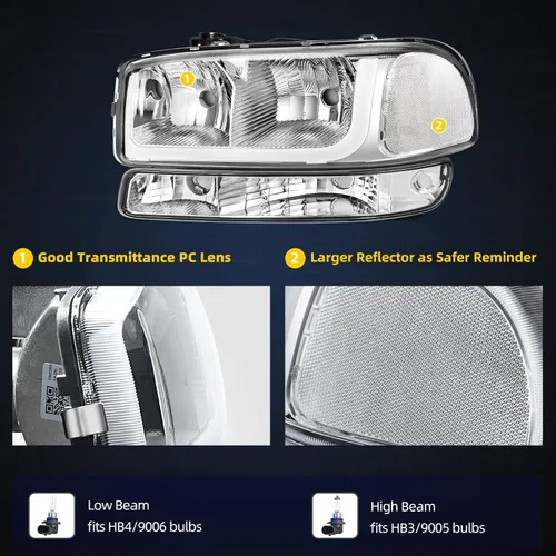 Miniatura 4 de DWVO Conjunto de faros LED DRL Compatible con 99-06 GMC Sierra 1500/2500, 01-06 Sierra 1500HD/2500HD/3500, 07 GMC Sierra 1500/1500HD/2500HD/3500 LED