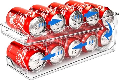Organizador de latas de soda enrollable BingoHive para refrigerador, dispensador de latas para cerveza, soda, seltzer, lata de pop, organizador de