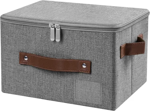 Miniatura 48 de Lucky Monet 1 contenedor de almacenamiento con tapas de cremallera de 10 x 8 x 7 pulgadas, cajas de almacenamiento plegables de tela con tapa