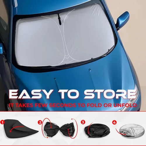 Miniatura 5 de Autotech Park Parasol plegable compatible con camioneta Toyota Tacoma 2005-2015, reflectante UV y fácil almacenamiento, ajuste personalizado
