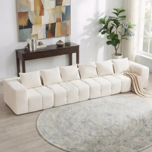 Miniatura 28 de Sofá biplaza modular sin huesos de 78.7 pulgadas, sofá de nube copetudo con asiento profundo, sofá de felpilla para sala de estar, sofá comprimido