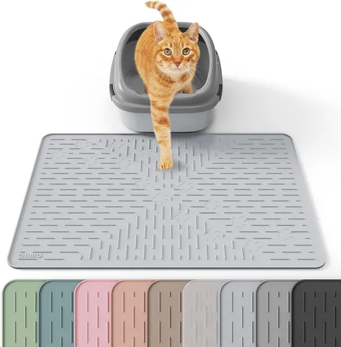 Miniatura 32 de OHMO Alfombrilla Grande para Arena de Gatos Alfombrilla de Captura Premium Goma de Silicona 31.5 x 23.6 pulgadas Gris Ceniza, Alfombrilla para Caja