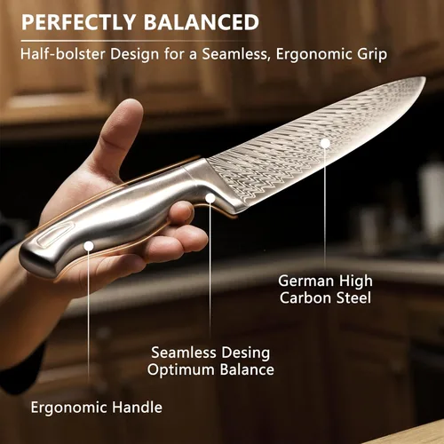 Miniatura 6 de Astercook - Juego de cuchillos de cocina de 21 piezas con afilador integrado, juego de bloques de cuchillos de acero inoxidable alemán, cuchillos
