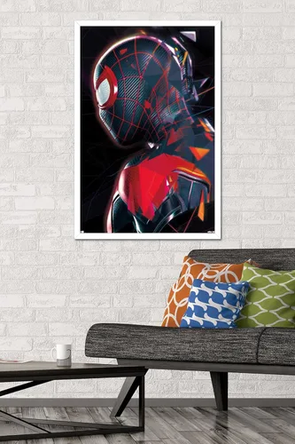 Miniatura 2 de Trends International Marvel's Spider-Man: Miles Morales - Póster de pared de perfil, 22.37 x 34.00 pulgadas, versión enmarcada en blanco