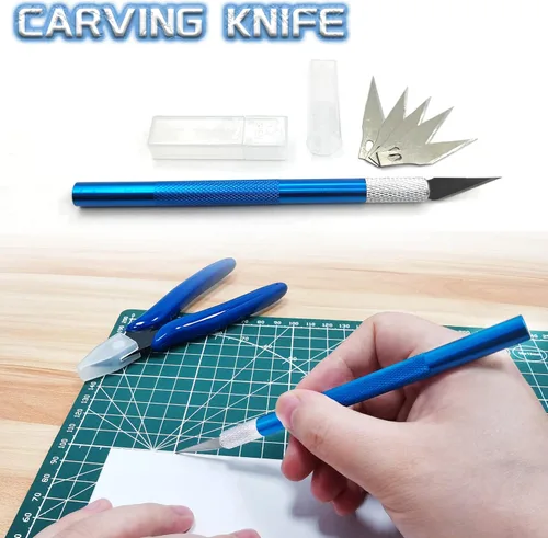 Miniatura 3 de Kit de herramientas de modelo profesional 10 en 1 para adultos, herramientas básicas con pinzas, pinzas, limas de aguja, barras de pulido
