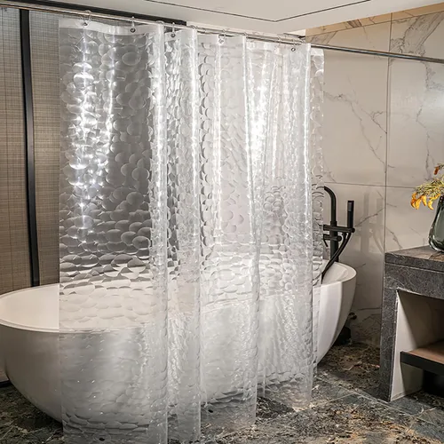 Miniatura 25 de Forro de cortina de ducha, cortinas de ducha 100% impermeables de Peva con 3 imanes inferiores pesados y 12 ojales a prueba de óxido, forro de ducha