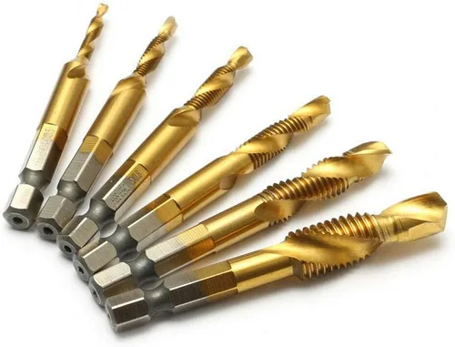 Miniatura 4 de 6 unids combinación 1/4 "hexagonal avellanador broca M3-M10 desbarbar tornillo avellanado HSS hexagonal dorado