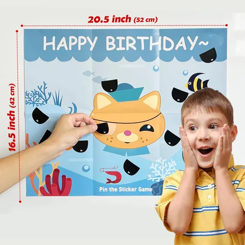 Miniatura 2 de Pin The Tail Games Suministros para fiestas de cumpleaños para niños, pin the patch en juegos de gatos, juegos de fiesta para niños y niñas