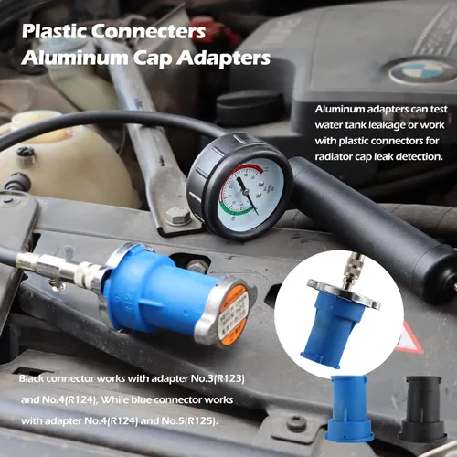 Miniatura 5 de Kit de probador de presión de refrigerante DKwoeshg, bomba de prueba de presión de radiador universal con adaptadores, detector de fugas del sistema