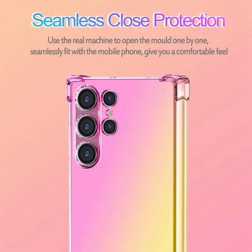 Miniatura 4 de Funda para Galaxy S22 Ultra 5G, bonita funda transparente para teléfono con degradado, funda delgada y antiarañazos de TPU flexible, funda dorado