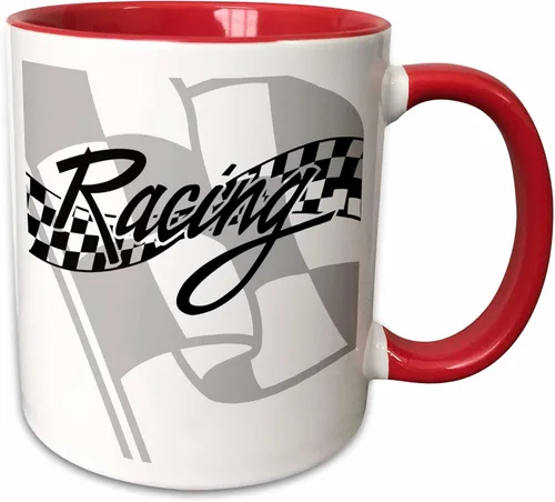 Miniatura 11 de 3dRose Taza de café, tamaño – 15 oz – Bandera de carreras a cuadros en blanco y negro PS Creations – divertido regalo de taza de café