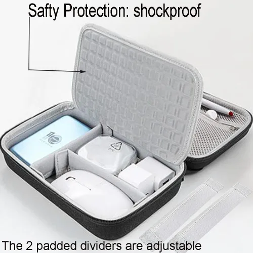 Miniatura 4 de Organizador electrónico duro Estuche de viaje Accesorios electrónicos Bolsa organizadora Bolsa de doble capa Caja a prueba de golpes para MacBook