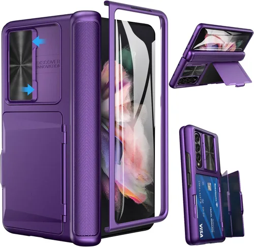 Miniatura 9 de Viaotaily Funda para Galaxy Z Fold 3 con Soporte para Bolígrafo, Funda Fold 3 con Protección de Bisagra y Protector de Pantalla, Funda con Soporte