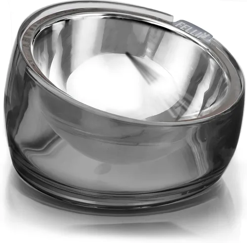 Miniatura 17 de Felli Oblik Cuenco de Comida y Agua para Perros de Acrílico Elevado de Acero Inoxidable Plato Ovalado Inclinado para Perros de Patas Cortas y Dorado
