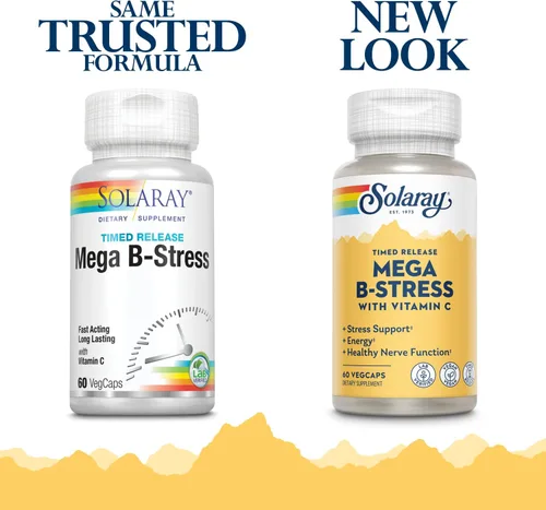 Miniatura 2 de SOLARAY Mega Vitamina B-Estrés, Complejo vitamínico B de liberación programada con 1000 mg de vitamina C para el estrés, la energía y el apoyo a