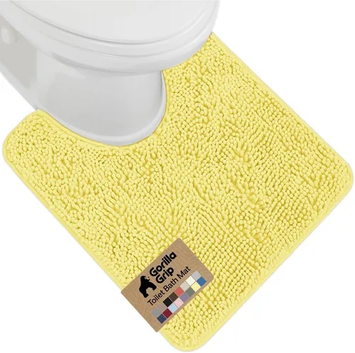 Miniatura 78 de Gorilla Grip - Tapete de baño afelpado, absorbente, peludo, de felpilla, para base de inodoro cuadrada, reverso de goma, suave, de microfibra, claro