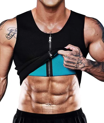 NonEcho - Chaleco de sauna para hombre, chaleco de sudor caliente, entrenador de cintura de neopreno, camiseta sin mangas, moldeador, camiseta Negro