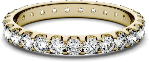 Miniatura 4 de Charles & Colvard Forever One - Banda eterna de moissanita de corte redondo de 0.087in para mujer, cultivada en laboratorio, oro amarillo sólido
