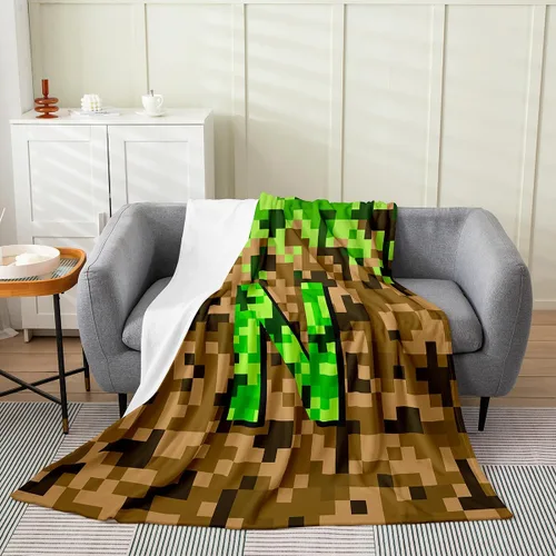 Miniatura 25 de Castle Fairy Manta pixelada de franela de la letra B, manta de forro polar estilo minero, para niños y niñas, niños y adultos, manta mullida