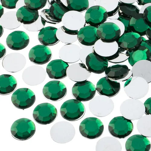 John Bead 400 piezas de diamantes de imitación redondos acrílicos de 0.472 in (SS50), color verde, acrílico con parte trasera plana para hacer
