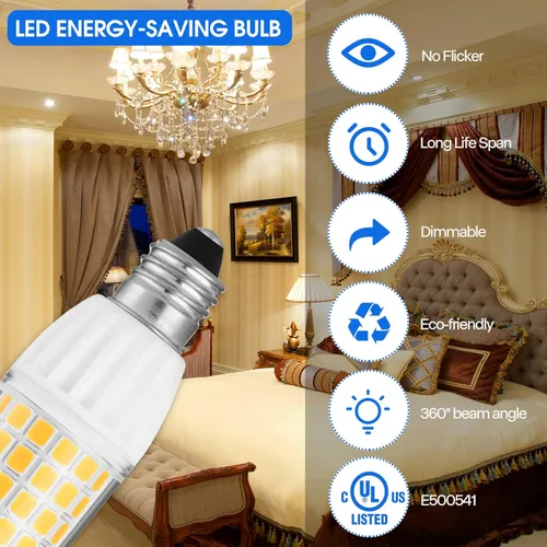 Miniatura 5 de Bombilla LED JD T4 de 5 W regulable – Mini candelabro – Base E11 equivalente a 50 vatios de certificación UL para techos de cocina, ventiladores