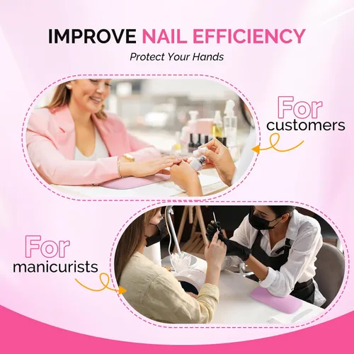 Miniatura 6 de MelodySusie Reposabrazos para uñas, cojín de cuero sintético suave, reposamanos portátil para arte de uñas de gel acrílico, fácil de limpiar