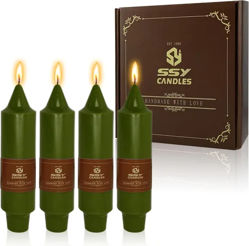 Miniatura 14 de Candelabros cortos de 5 pulgadas con velas cónicas verde oscuro, 4 piezas para cena, hogar, boda, fiesta, decoración