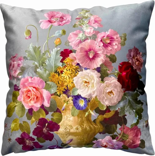 Miniatura 16 de Funda de cojín floral ligera de lujo, 18 x 18 pulgadas, pintura al óleo retro victoriana de doble cara, fondo negro, flor vibrante, funda de cojín