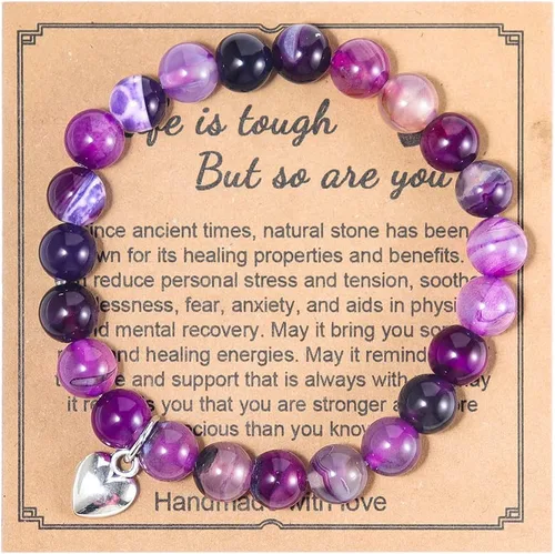 Regalos Get Well Soon pulseras de relajación curativa de piedra natural, regalos inspiradores para mujeres, hombres, adolescentes, niñas, 0.315 in,