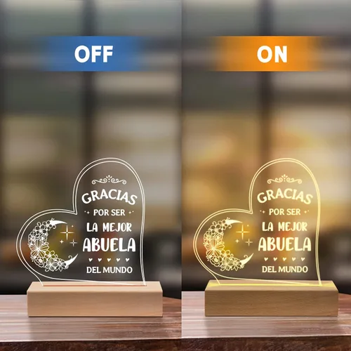 Miniatura 6 de GiltGlimmer Regalos de Abuela, regalos de cumpleaños para abuela en español, regalos para Abuela con luz nocturna acrílica grabada, regalos