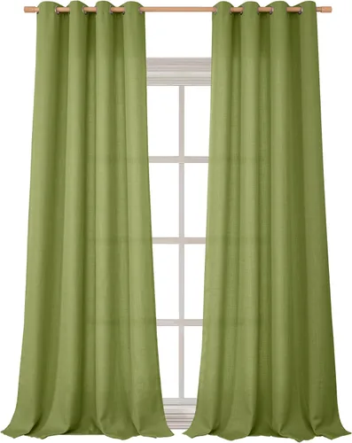 Miniatura 26 de BGment Cortinas de Lino Beige de 63 Pulgadas de Largo 2 Paneles - Tratamientos para Ventanas con Textura de Arpillera Filtrantes de Luz Cortinas