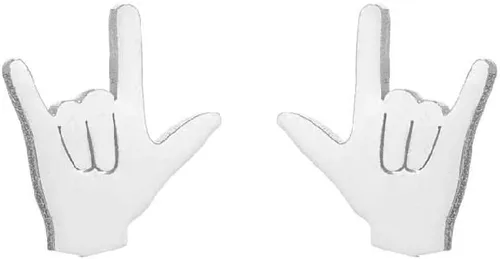 Miniatura 2 de 3 pares de aretes de acero inoxidable personalizados con símbolo de lenguaje de signos para mujeres y niñas, joyería minimalista, Metal, Sin gemas.