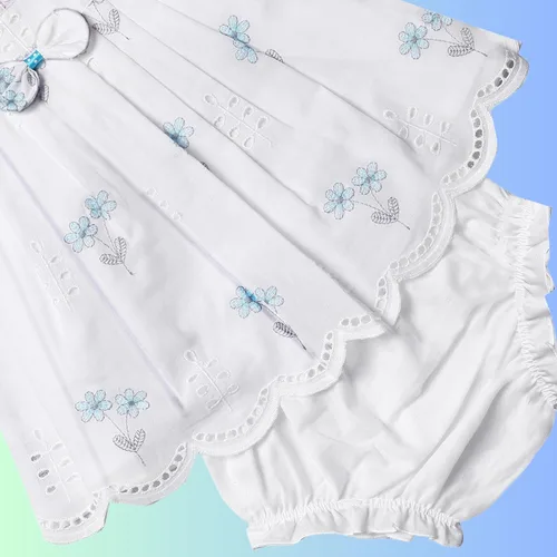 Miniatura 2 de Vestido de algodón bordado artesanal para niña con funda para pañales, trajes de sesión de fotos para bebé, 0-18 meses en 2 o 1 paquete