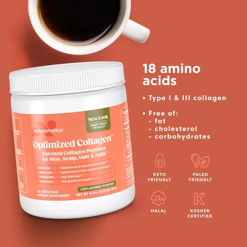 Miniatura 4 de Naturenetics Péptidos de colágeno para el cabello, la piel y las uñas – Apoya la hidratación de la piel y la fuerza del cabello – Colágeno