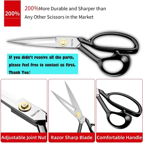 Miniatura 4 de Tijeras de tela a medida, tijeras de costura – Tijeras de 9 pulgadas para corte de tela, tijeras profesionales ultra afiladas, tijeras de sastre