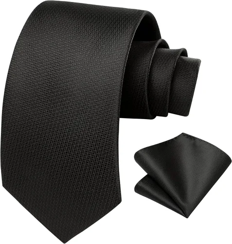 Miniatura 114 de HISDERN Conjunto de corbata a cuadros a cuadros pañuelo tejido clásico formal para hombre corbata y bolsillo cuadrado