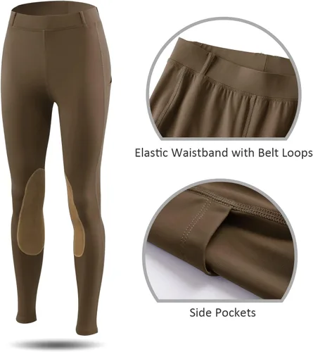 Miniatura 4 de baleaf Pantalones de equitación para mujer, pantalones ecuestres con parche en la rodilla, mallas de equitación con trabillas para cinturón