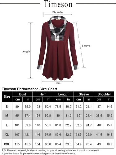 Miniatura 6 de Timeson - Sudadera tipo túnica de manga larga con solapa y botones para mujer