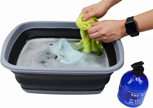 Miniatura 5 de SAMMART - Tina plegable de 10 L (2.6 galones), bañera plegable para platos, lavabo portátil, bañera de plástico que ahorra espacio