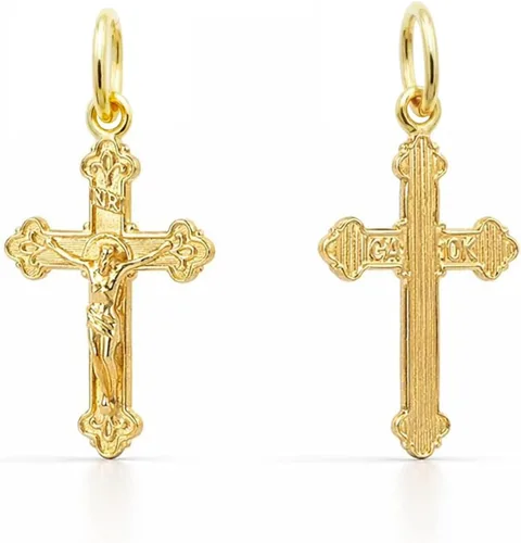Miniatura 5 de Colgante de crucifijo de oro – 10 quilates de oro macizo – Colgante de cruz – Joyería de cruz religiosa Pequeño