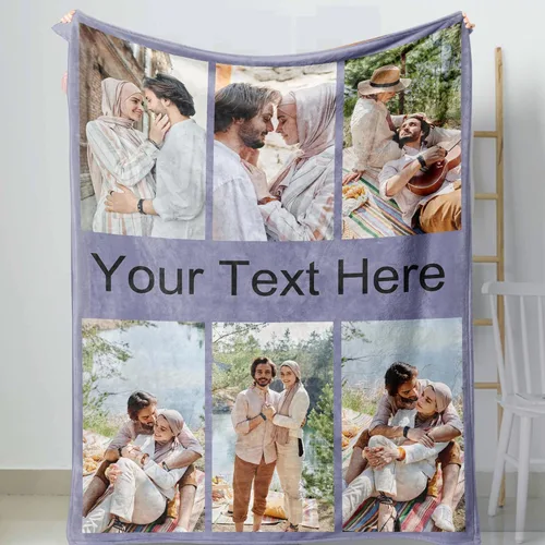 Miniatura 10 de D-Story Manta personalizada con foto, entrega al día siguiente, hecha en EUA, Manta de collage personalizada, haz una manta personalizada