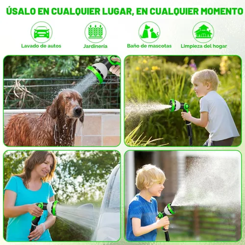 Miniatura 6 de Junredy Manguera de jardín de 25 pies, manguera de agua no expandible, flexible, ligera y resistente, con boquilla de 10 funciones, diseño sin