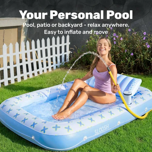 Miniatura 3 de SLOOSH Inflatable Tanning Pool Lounger Float, 70" x 46" Pool Floats Adult with Pillow, 4 in 1 Suntan Tub Raft Floatie,Sunbathing Bed Lounge for