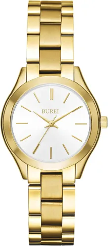 Miniatura 15 de BUREI Reloj de negocios para mujer con fecha de día, movimiento de cuarzo analógico, pulsera de acero inoxidable de oro plateado, reloj de moda