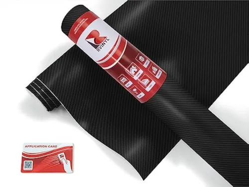 Rwraps - Película de vinilo de fibra de carbono 3D para automóvil, color negro, 5 x 1 pie, rollo de láminas para vehículos con parte trasera