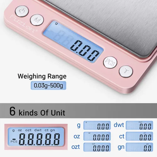 Miniatura 2 de Fuzion báscula digital de 0.01 gramos de precisión, básculas de alimentos mini de 500g para joyería pequeña, oro, hierba, especias - peso en gramos